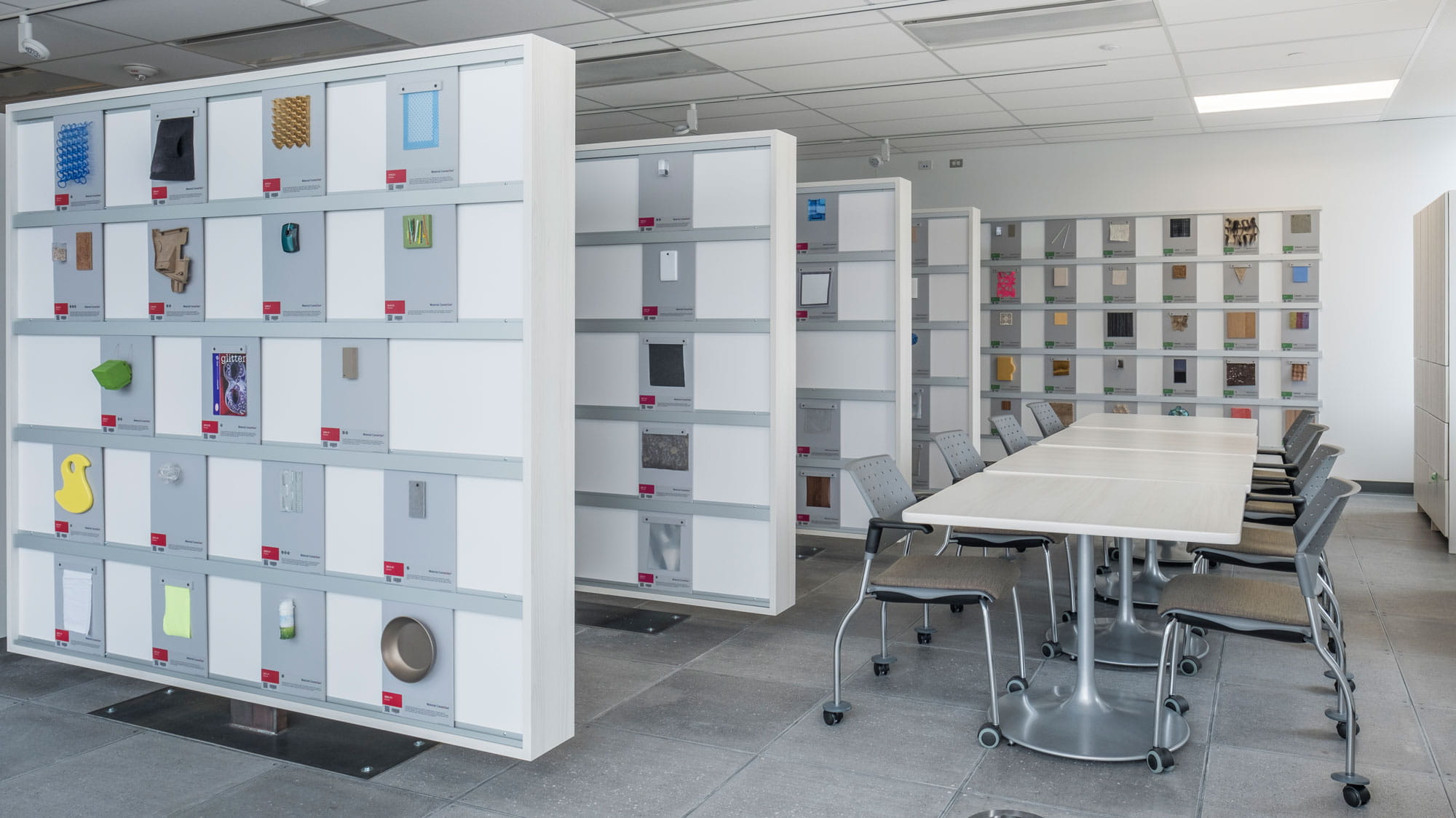 Materials on display in Sheridan's Material ConneXion Library.