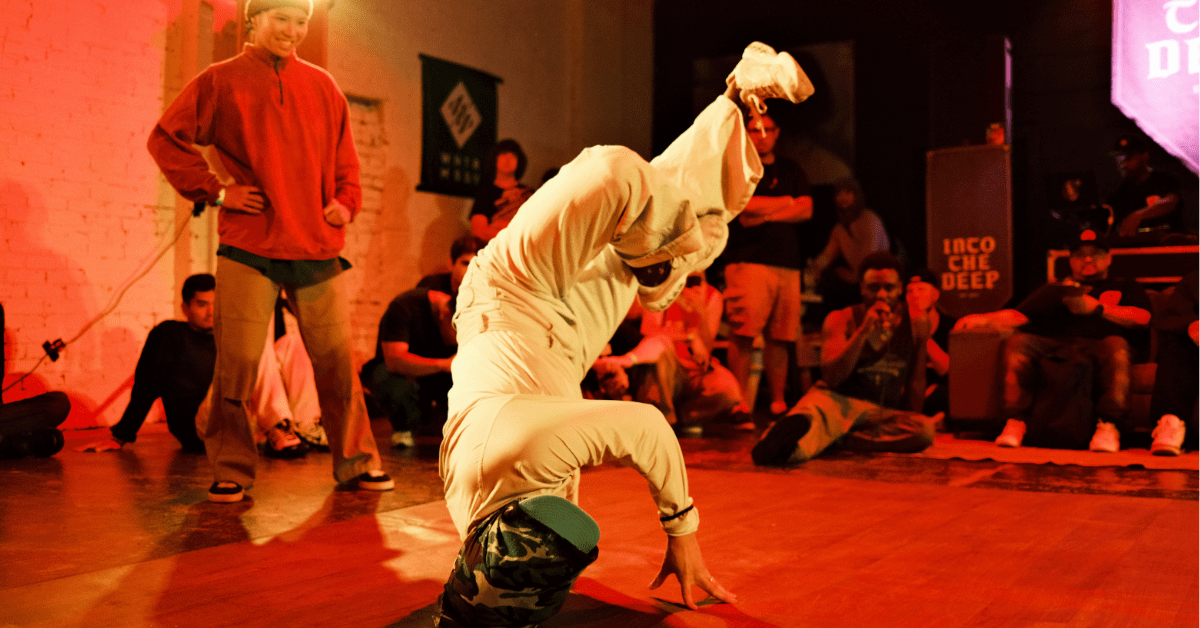 A breakdancer dancing