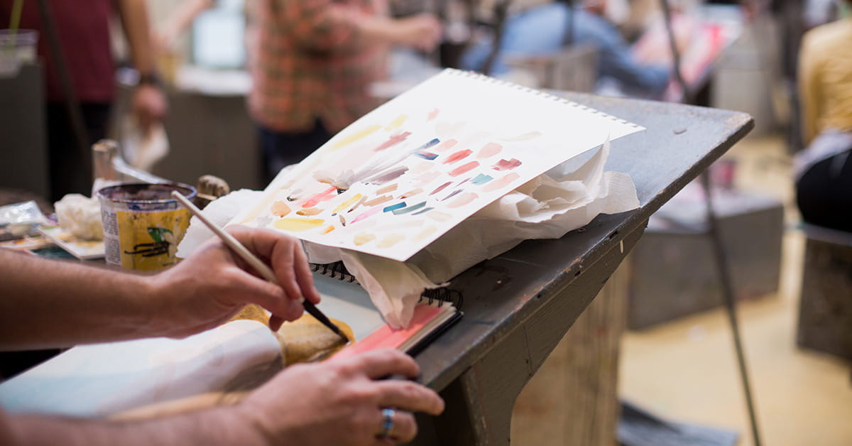 A person painting