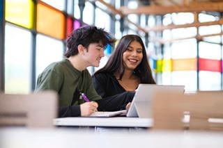 Two students studying together