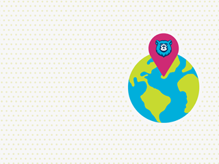 Bear on a map icon sitting on top of a globe