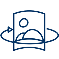 Sun and hills on a piece of paper with an arrow going horizontally around the paper