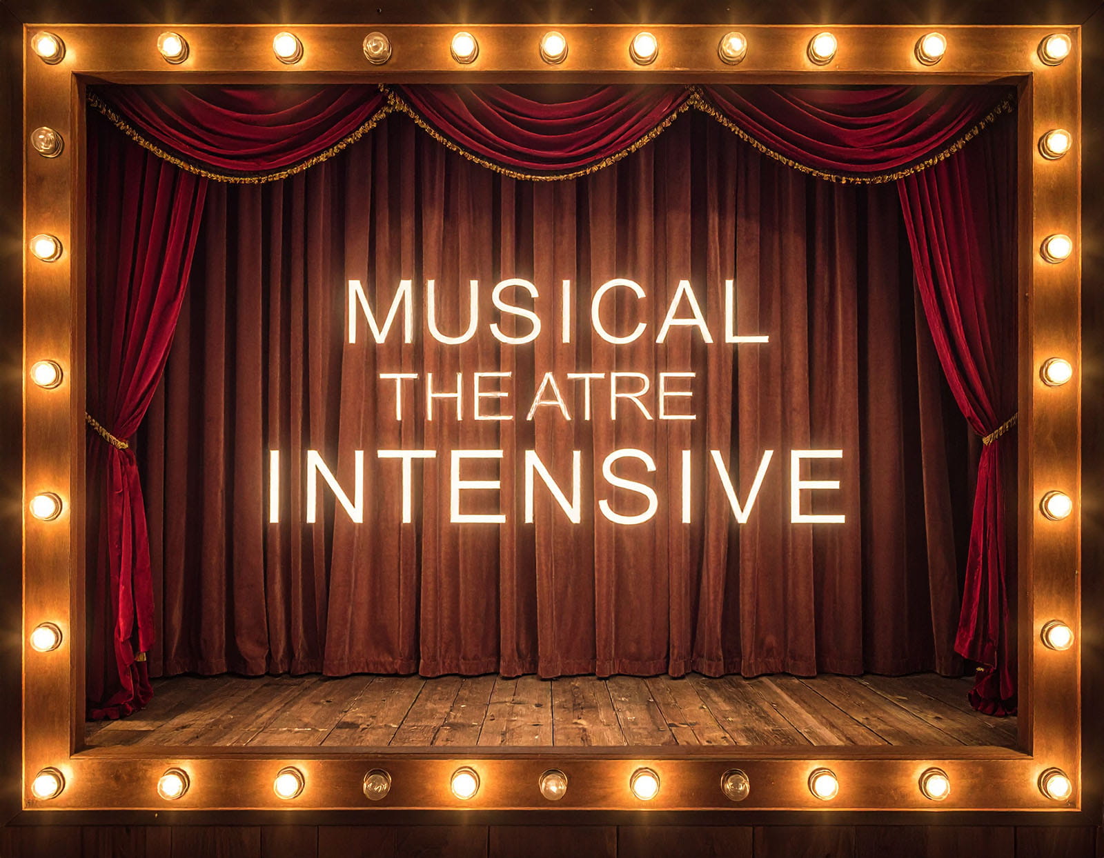 MUSICAL THEATRE INTENSIVE | Stage surrounded by lights with curtain drawn