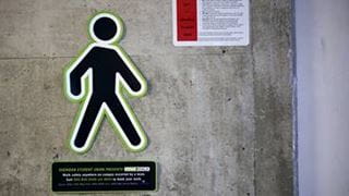 Signage for Sheridan's campus services safe walk program