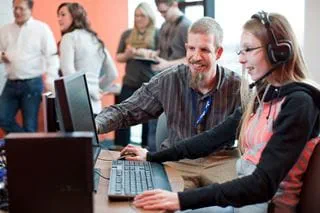 Student using assistive technology