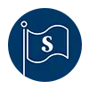 Start Well icon. Sheridan S on a flag. Dark blue background