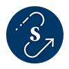 Transition Well icon. Sheridan S over a curved arrow. Dark blue background.