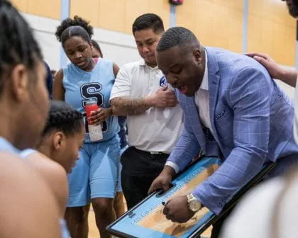 Sean Douglas coaching at a time out