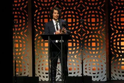 Trevor Jimenez accepting his Annie Award