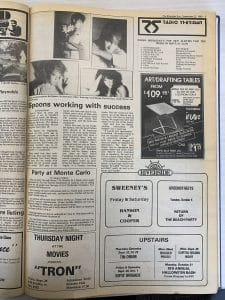 Spoons article shown in the Sheridan Sun – Sept. 22, 1983