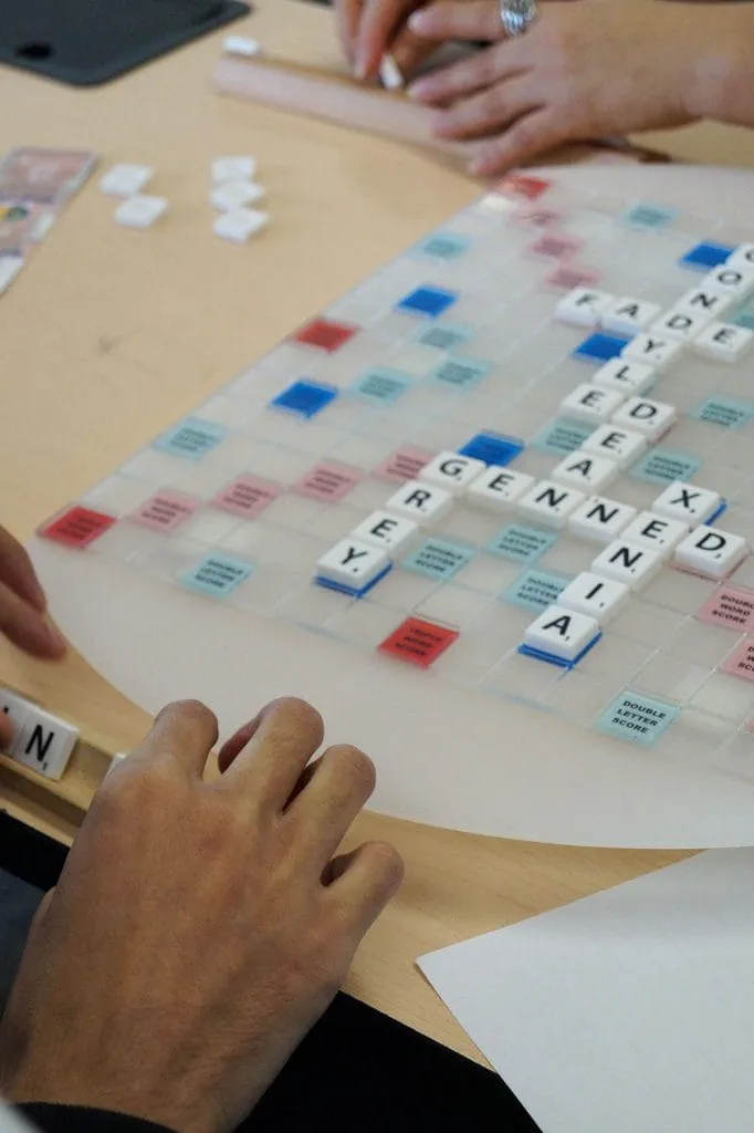 Shan Abbasi playing Scrabble at Sheridan College