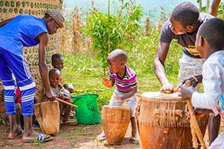 Children playing with drums