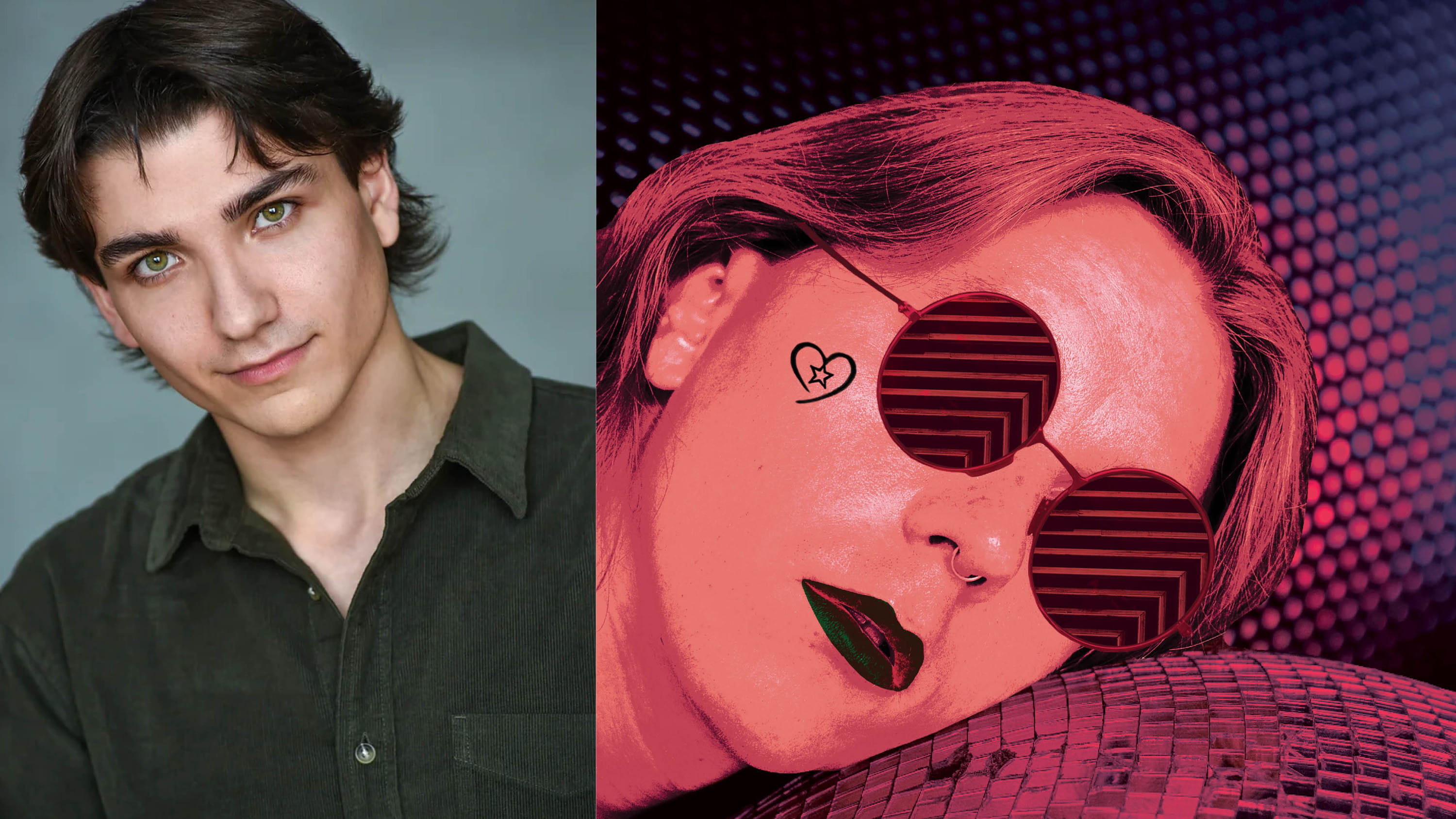 A headshot of Sheridan/UTM graduate Anthony Palermo and an image from the poster for their production The Gray: A Wilde Musical in Concert