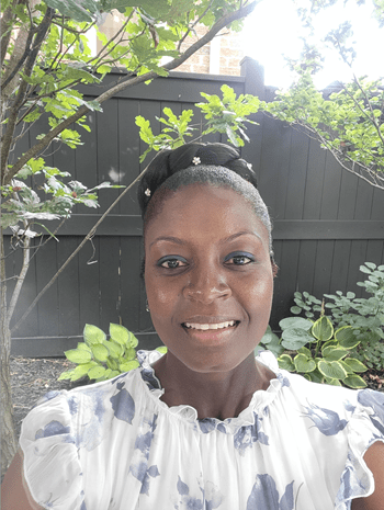 A head and shoulders portrait of Georgia Hamilton