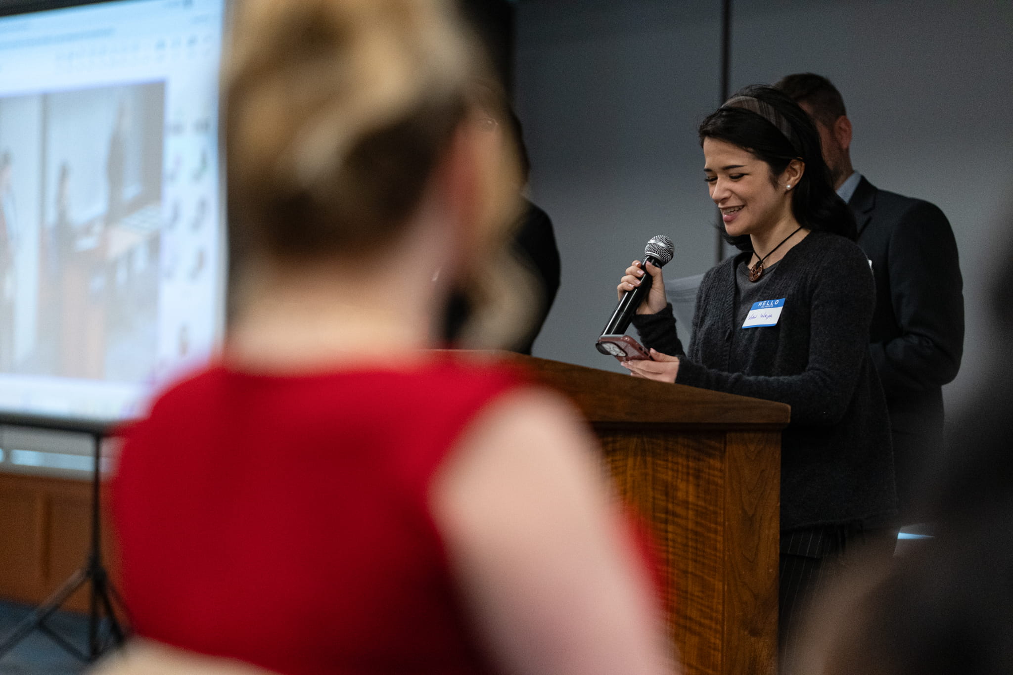 Honours Bachelor of Illustration student, Vian Wrya delivers thank you speech during Sheridan's Co-op and Work-Integrated Learning Student of the Year Awards Ceremony