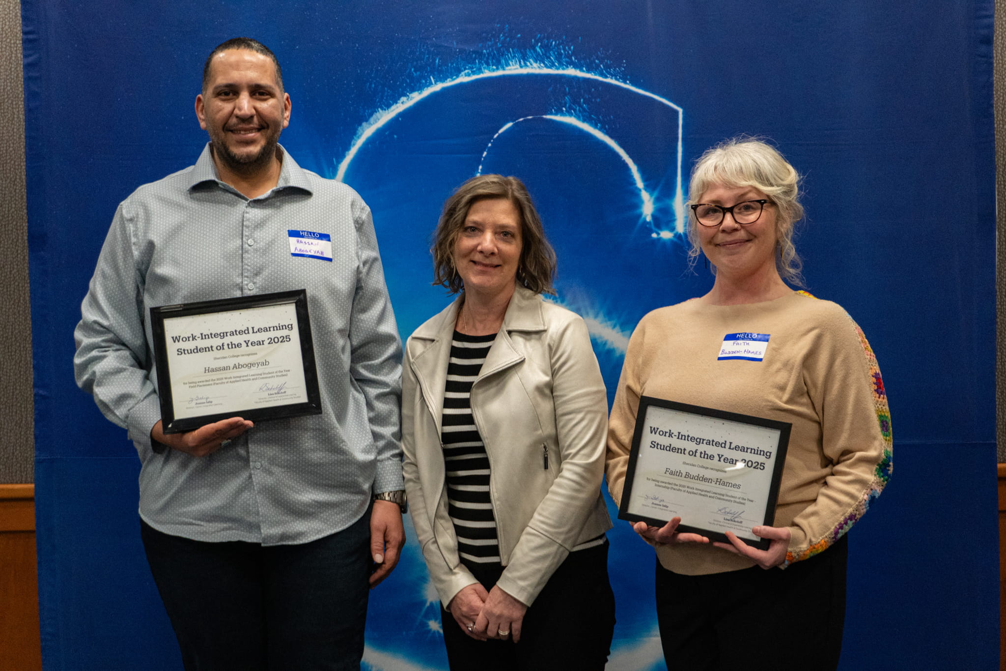 From left to right: Hasaan Abogeyab, Dr. Vicki Mowat, and Faith Budden-Hames