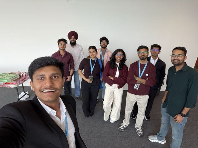 Sheridan AWS Student Builder Group founder Neelkumar Patel is pictured in the foreground with other members of the club's executive standing behind him.