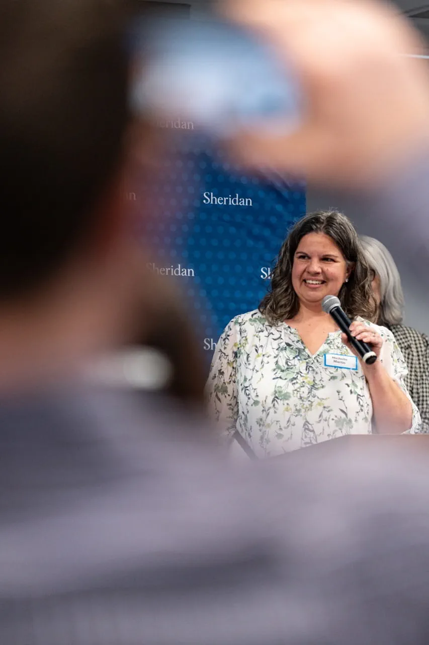 Michelle Martin delivers a speech