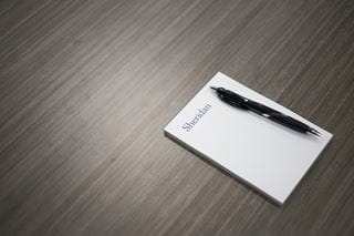 Sheridan pad of paper and pen on a table