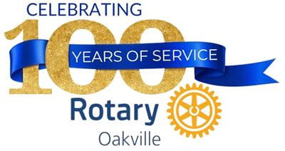 The logo for the Rotary Club of Oakville, celebrating 100 years of service to the community