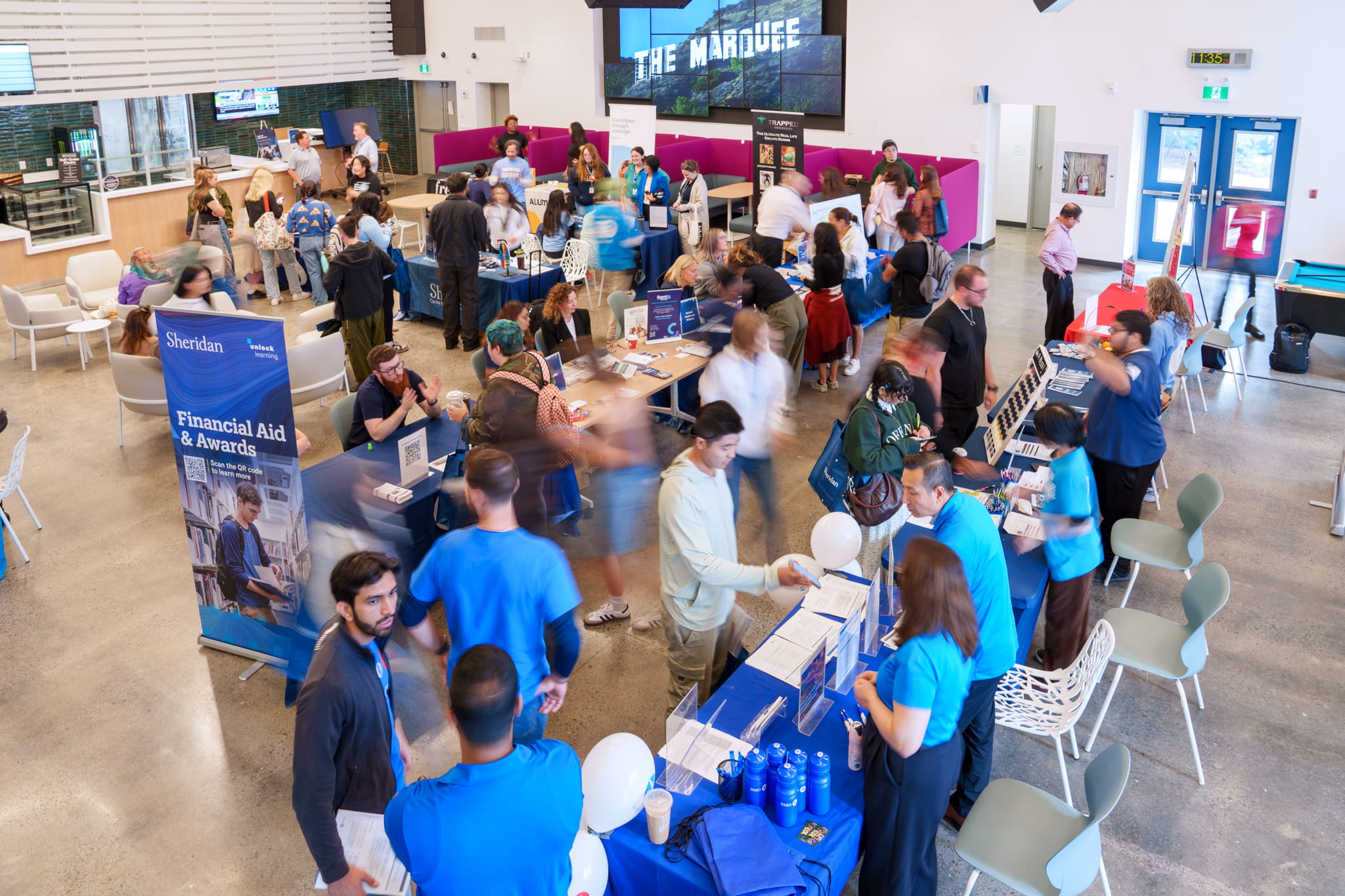 The Supports and Services Fair in The Marquee at Sheridan's Trafalgar Campus in Oakville
