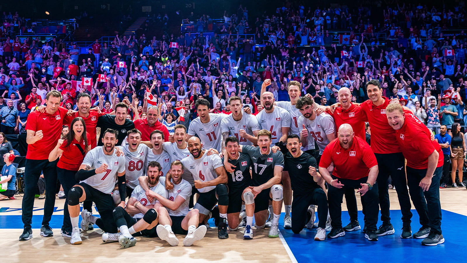 A group photo of the Canadian Men's Volleyball team