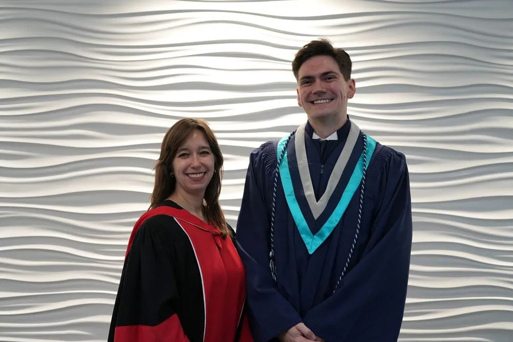 FHASS Dean Genevieve Amaral and Mitchell Peberdy