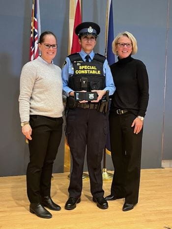 Constable Nazia Murrad with two Sheridan professors at graduation