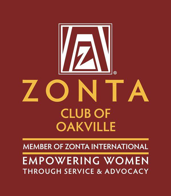 The logo for Zonta Club of Oakville, with the slogan 'Empowering Women Through Service & Advocacy"