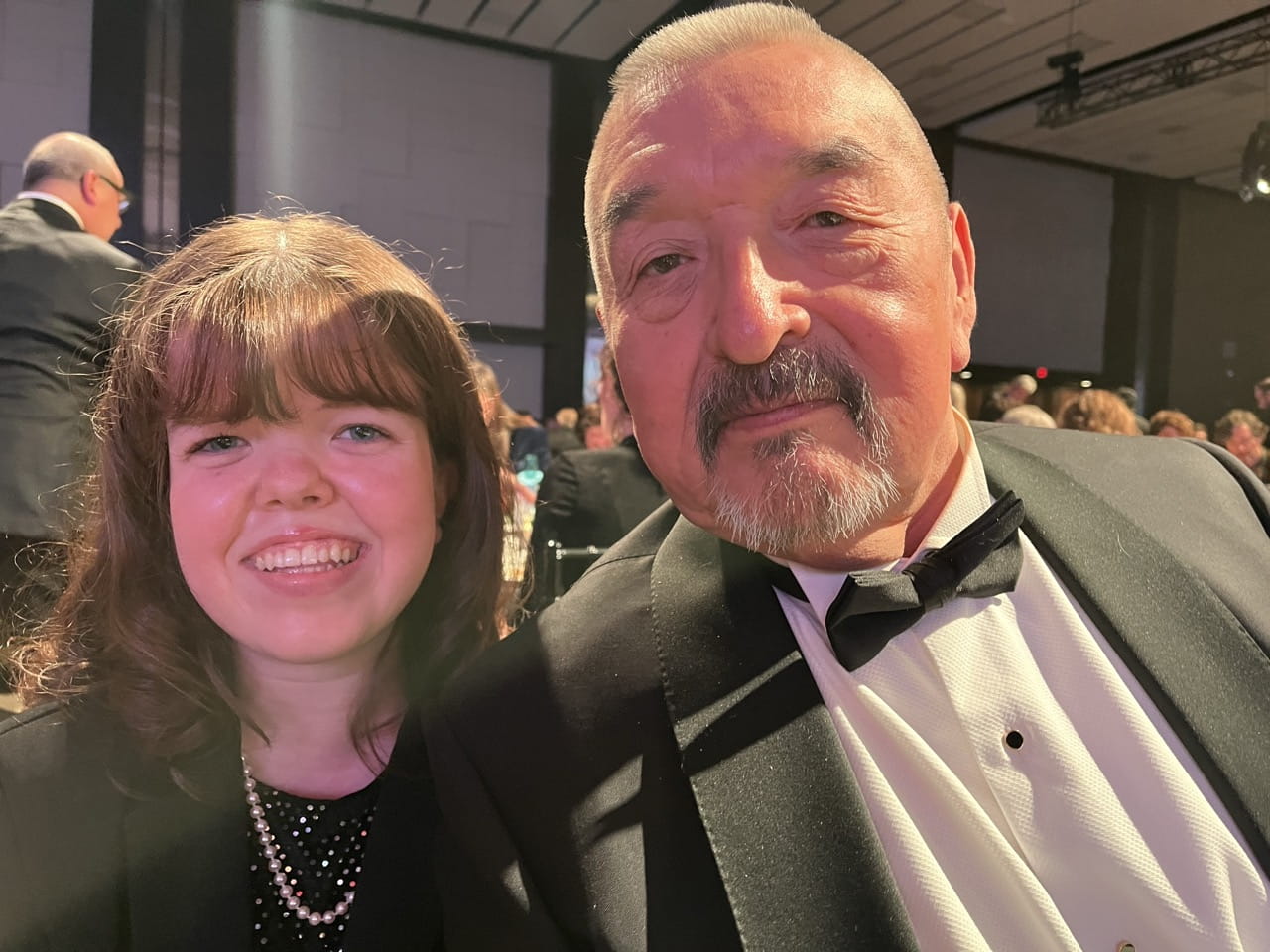 Sheridan BFTV graduate Violet Ferguson poses for a photo with Canadian actor Graham Greene