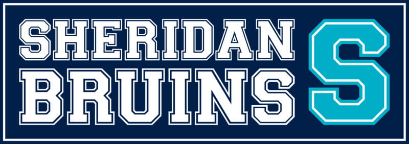 Sheridan Bruins and the Sheridan 'S' are displayed on a logo in Sheridan's traditional double-blue colour scheme