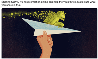 Green creature riding a paper airplane