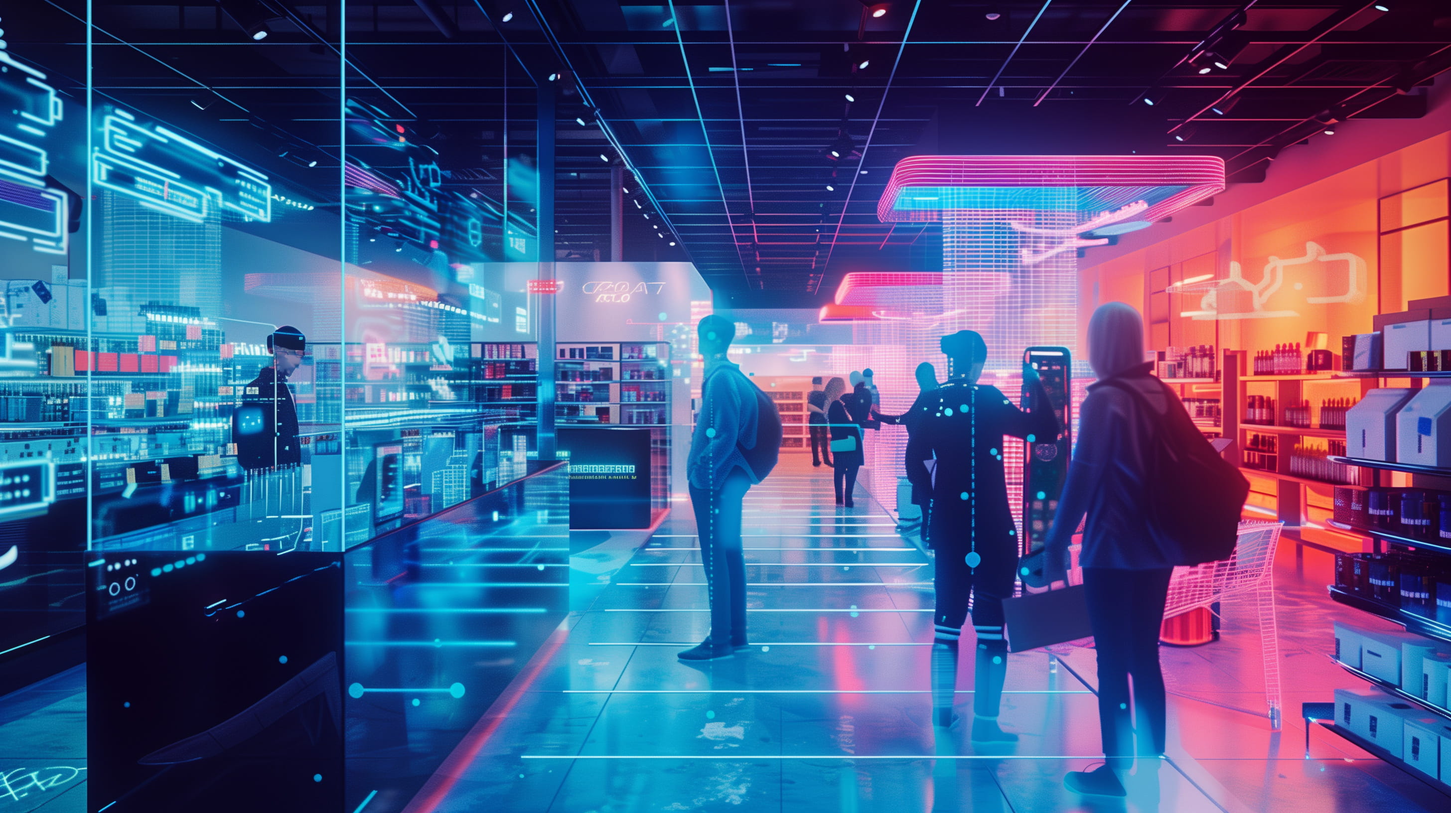 A graphic representing consumers browsing a digitized environment