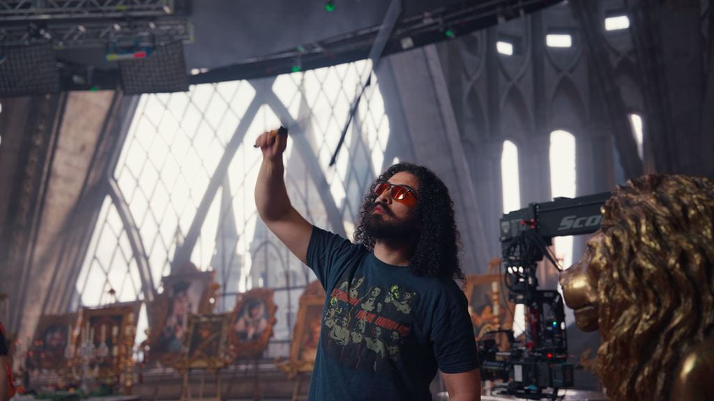 Kasra Kalami is pictured working on a production set