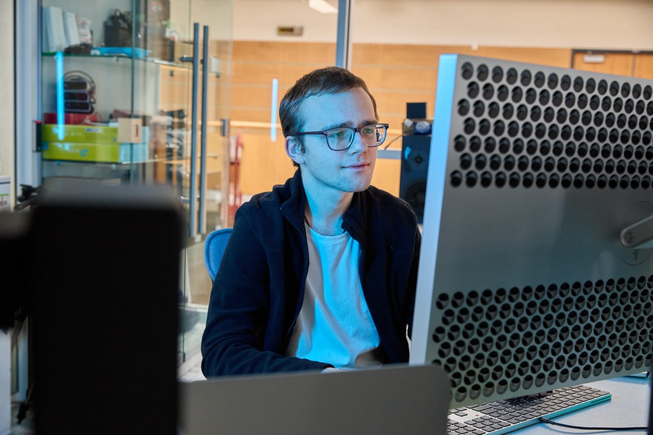 Sheridan student Vadim Titov Ho is pictured working at a computer