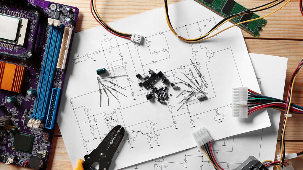 Electronic components on engineering drawings