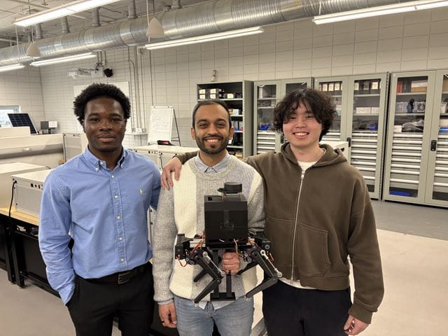Three engineering students show their group project called TERRA.