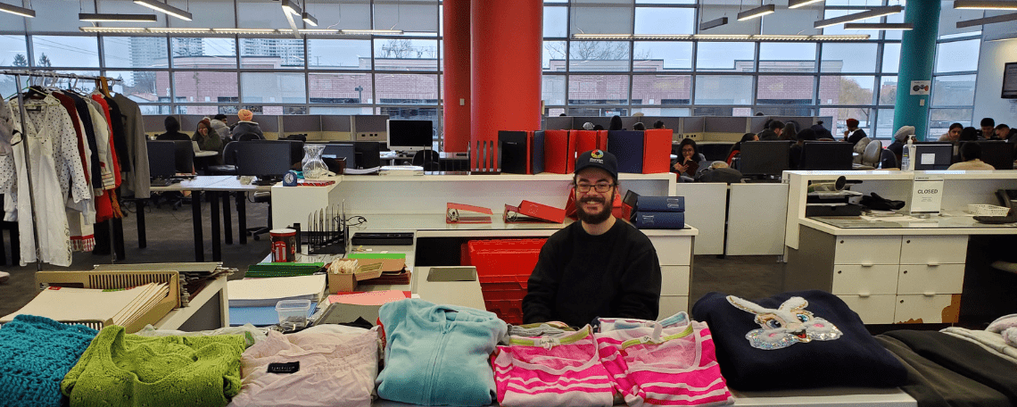 Event coordinator hosting Freeuse Pop-up Shop event. 