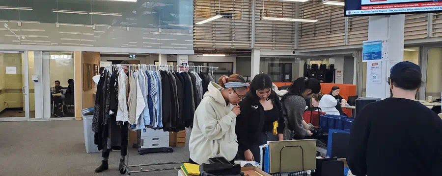 Students shopping at the Freeuse Pop-up Shop event.