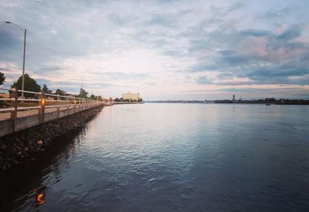 A picture of the Sault Ste. Marie Waterfront Walkway along the St. Mary's river