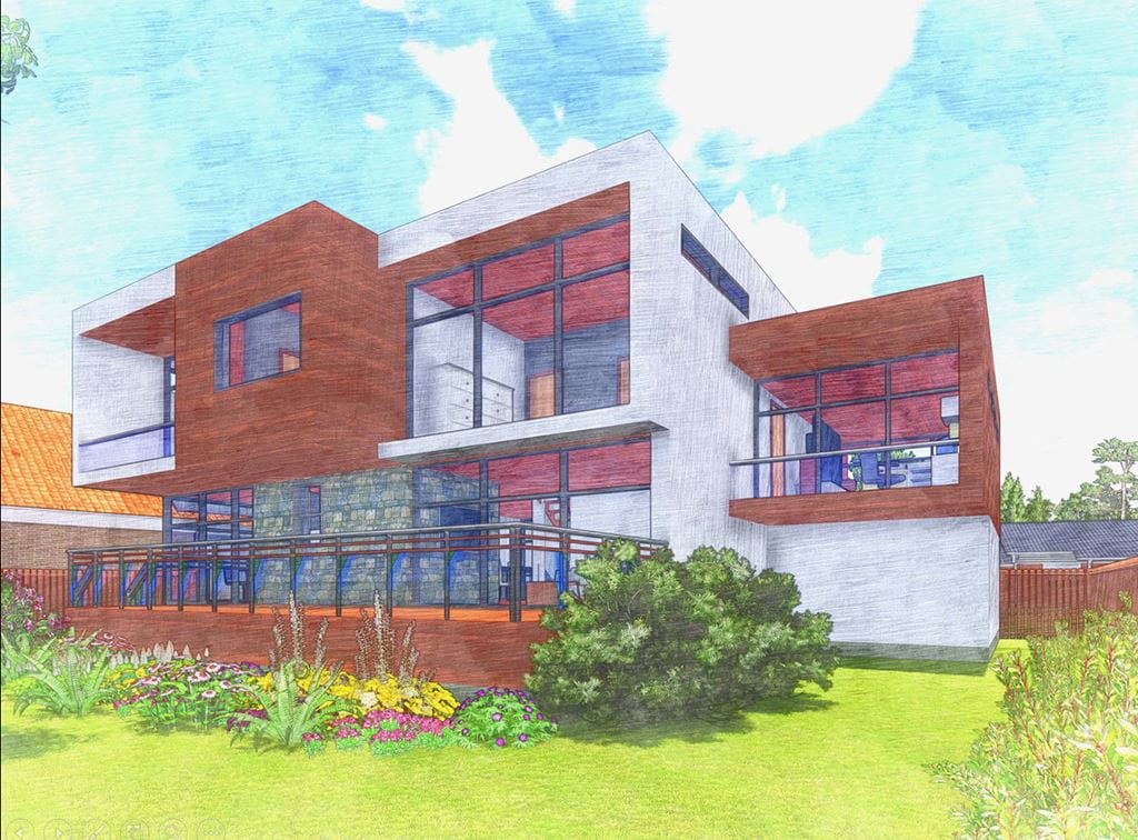Rendering of a house by a Sheridan student