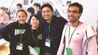 Treehacks hackathon team including Sheridan student Christina Weng