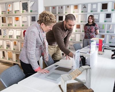Premier Kathleen Wynne learning about our Architecture, Interior Design and Interior Decorating students' projects in our Material ConneXions Library