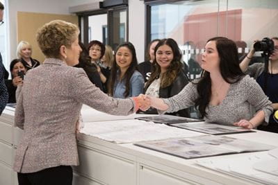 Premier Kathleen Wynne learns about the exciting projects our Interior Design, Interior Decorating and Architecture students are working on.
