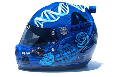 Helmet designed by Mikayla Bianchin for NASCAR driver Alex Bowman