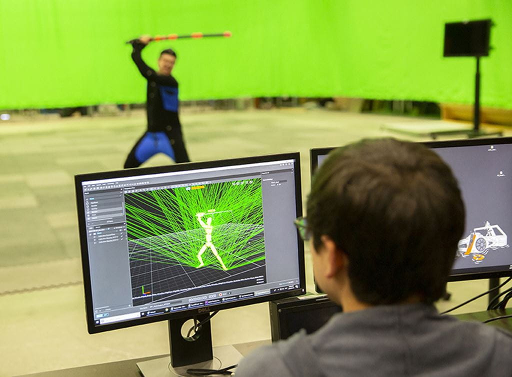 A motion capture actor’s performance is used to create a virtual human