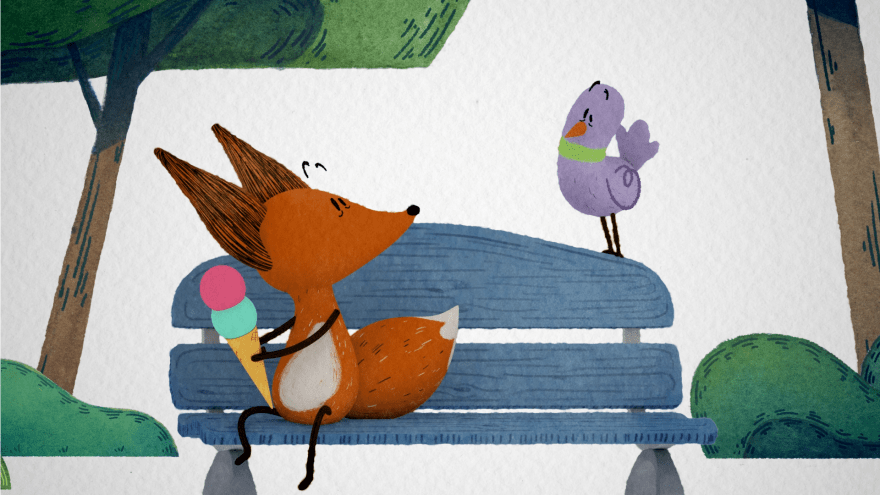 A still from the Annie Award winning film, The Fox & The Pigeon