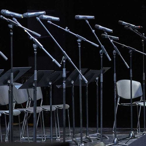 music stands and mics