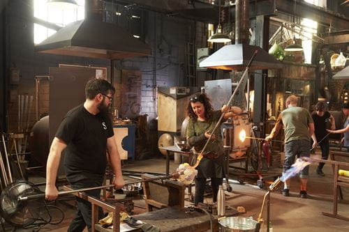 Sheridan alumnus on set in the hotshop for Blown Away 2