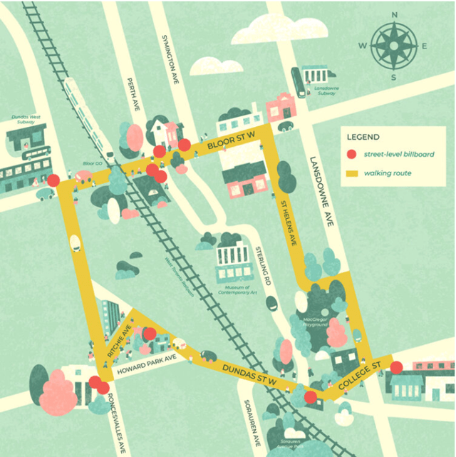 Map of the Sheridan GRADWORK outdoor exhibition route